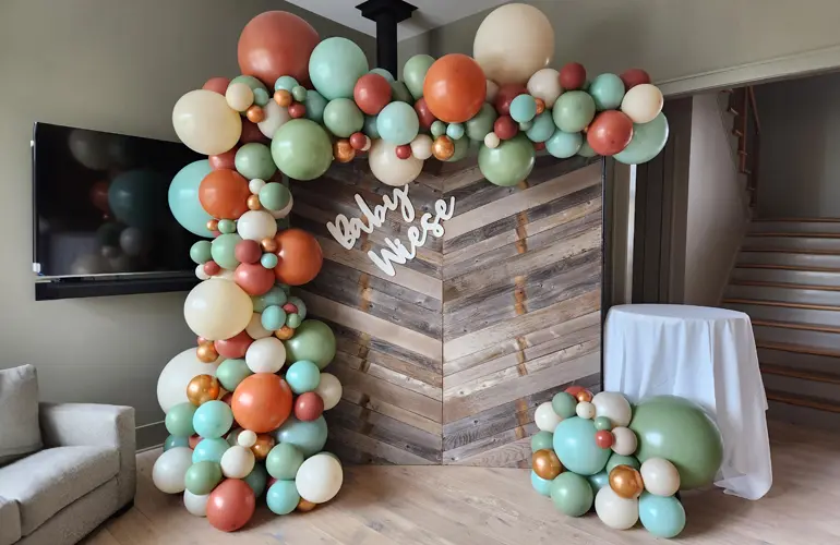 Organic balloon wave for baby shower
