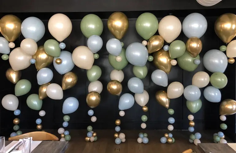 Balloon columns for gender reveal party