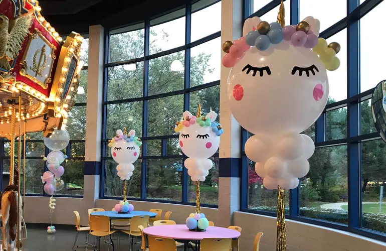 Unicorn balloon centerpieces for birthday party