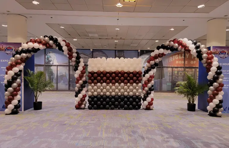 Classic balloon wall and arches for an expo event