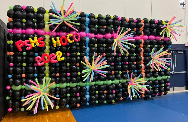 Homecoming Neon themed Balloon wall