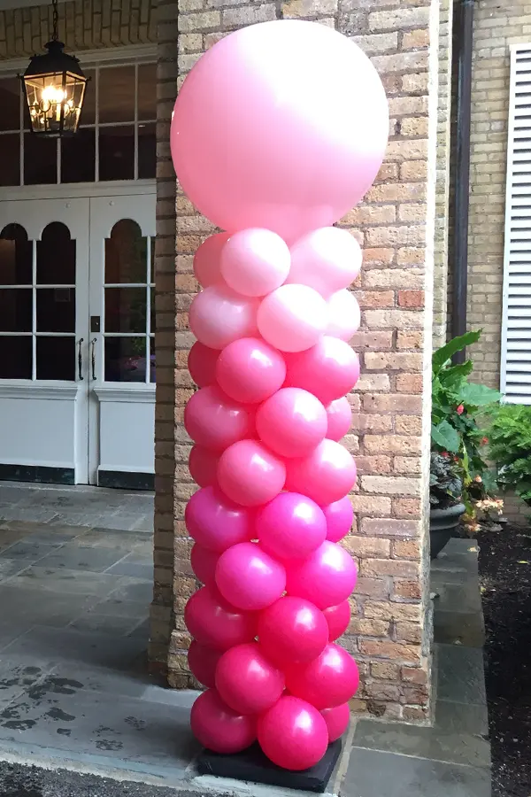7.5ft classic balloon column in pinks 
