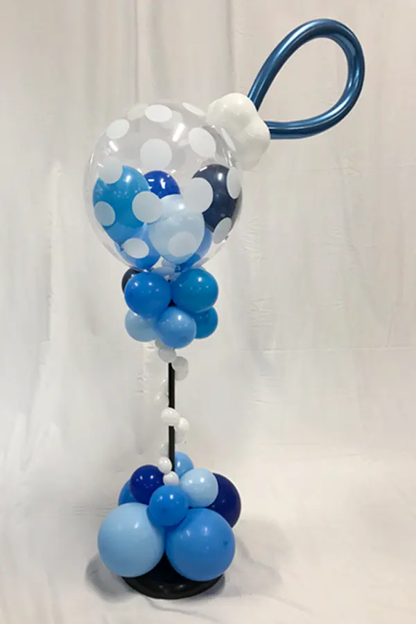 Rattle in gender colors for balloon centerpiece decoration