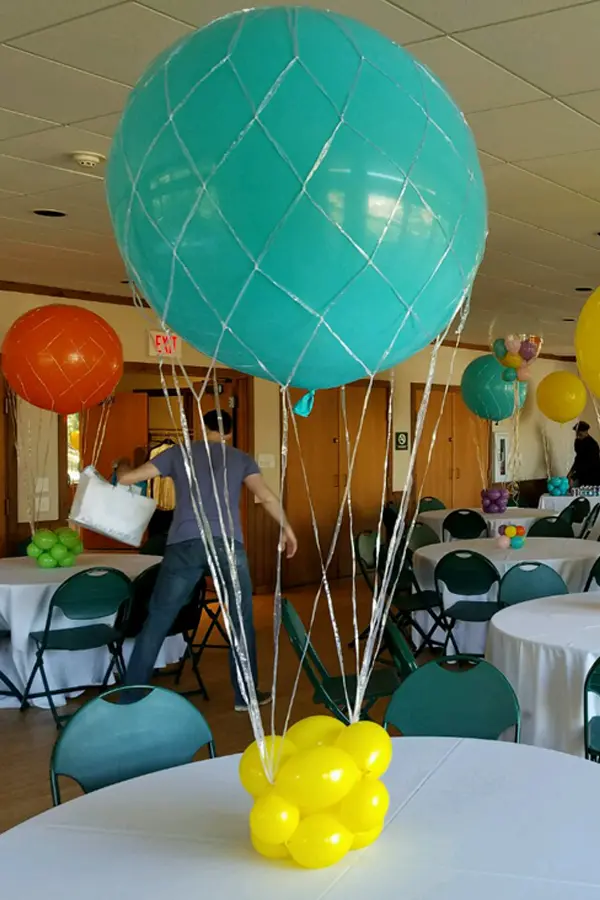 Helium filled hot air balloon centerpiece