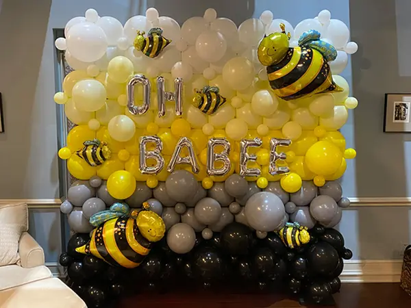 8ftx8ft ombre oh baby bee themed balloon wall