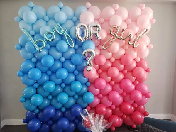8ftx8ft ombre half and half gender reveal balloon wall