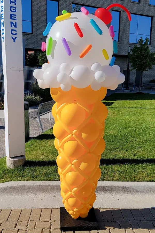 7.5ft tall ice cream cone balloon sculpture