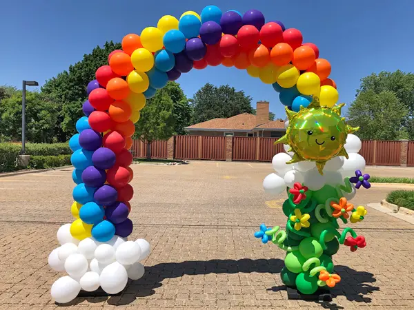 8ftx8ft Rainbow balloon column to welcome children back to school