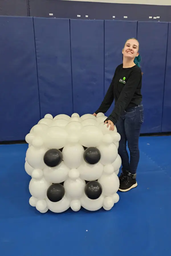 3ft tall balloon dice sculpture ideal for photo props at casino themed events