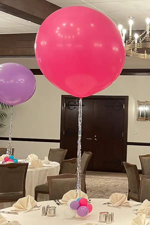 A 30in jumbo balloon centerpiece
