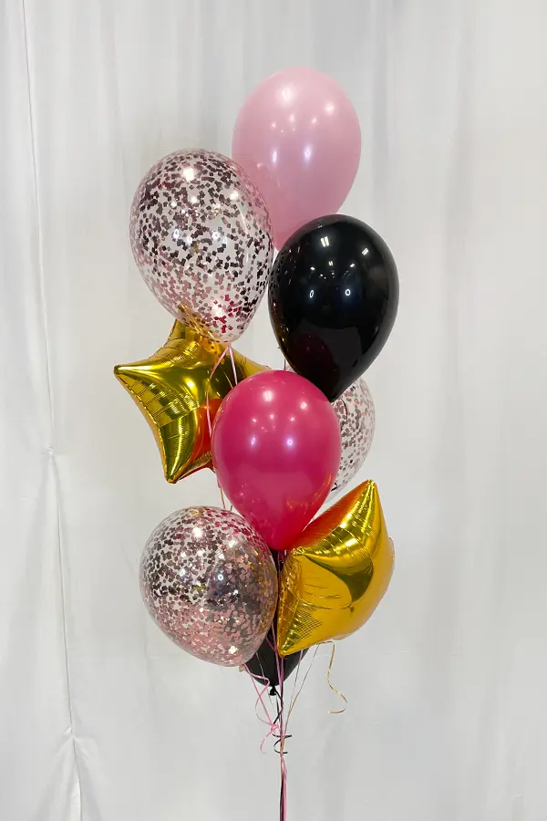 Balloon bouquet with foil balloons and glitter balloons