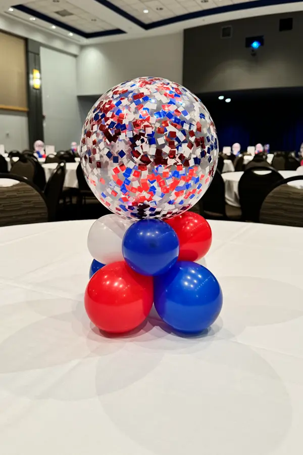 Stars and stripes inspired mini foil balloon centerpieces