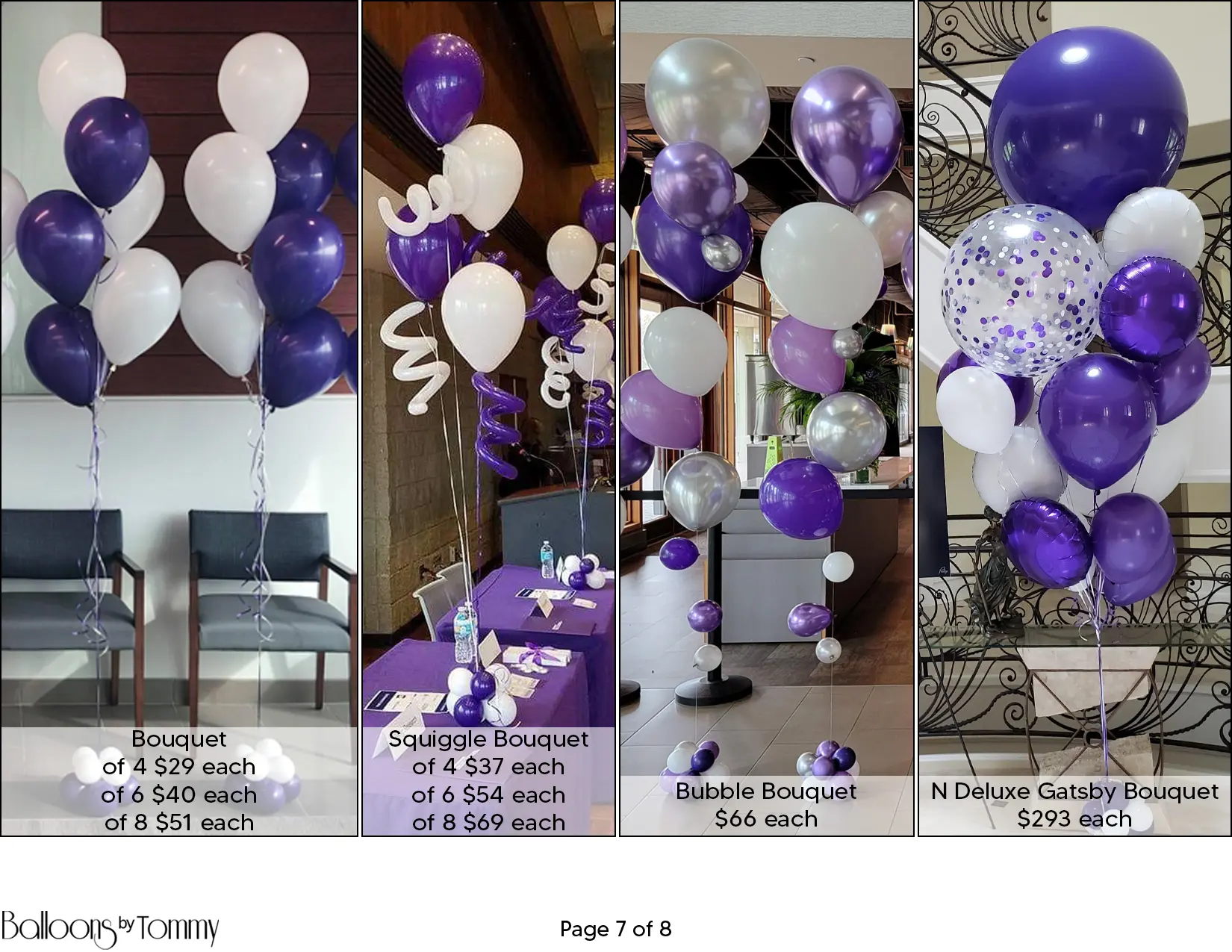Balloon bouquets in school colors for Northwestern University