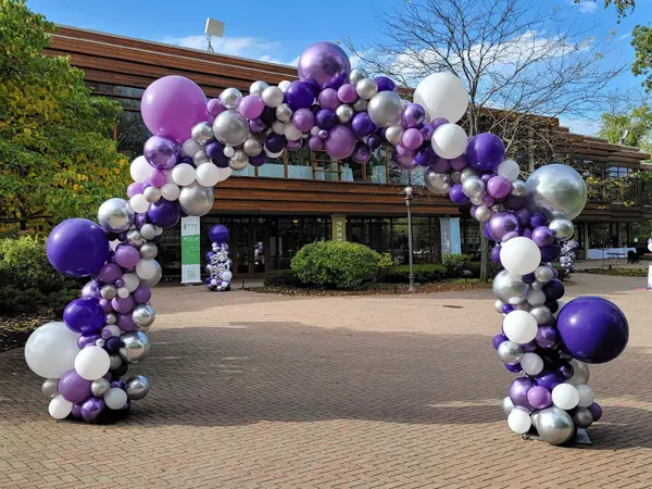 8ftx8ft organic balloon arch in school colors
