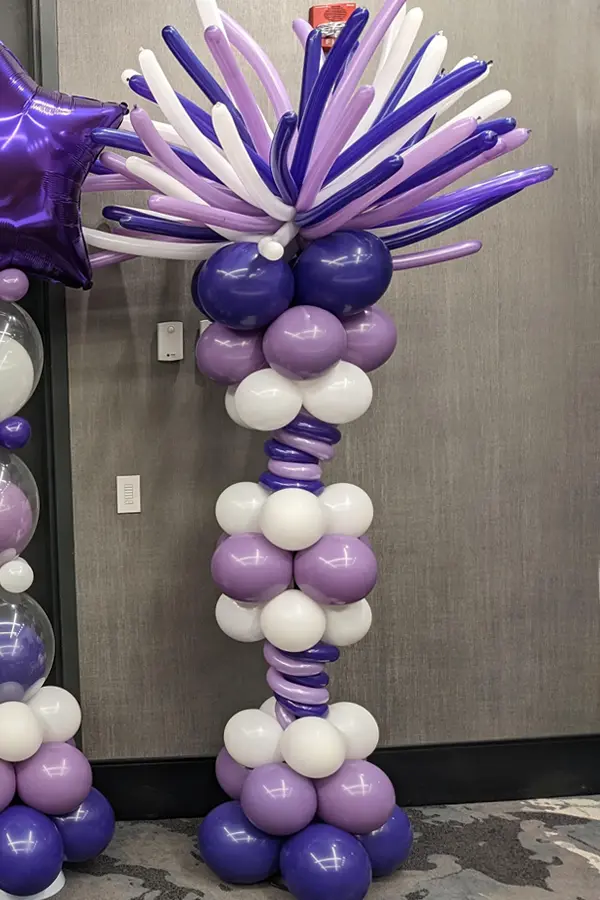 7.5ft classic balloon column with a firework topper