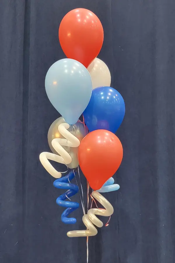 Squiggle balloon bouquet of 6 balloons
