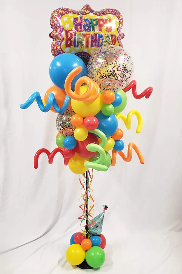 Party Column with Squiggle Accents and Foil Shape Topper