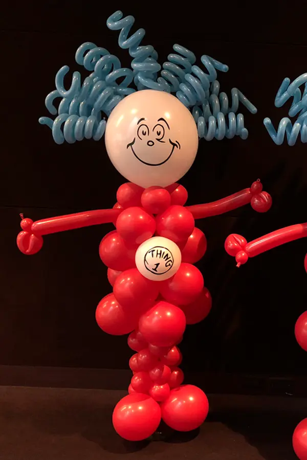 5ft tall Thing 1 and Thing 2 balloon sculpture