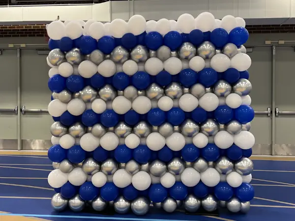 Classic balloon wall in school colors