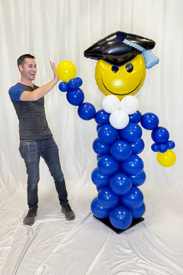 Cute balloon column shaped to look like a graduate