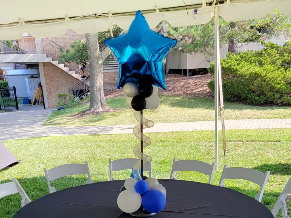 Freestanding balloon centerpiece available in school colors