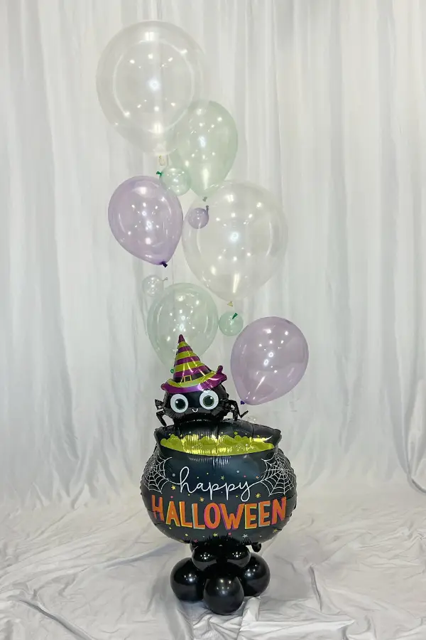 Balloon display of a bubbling cauldron