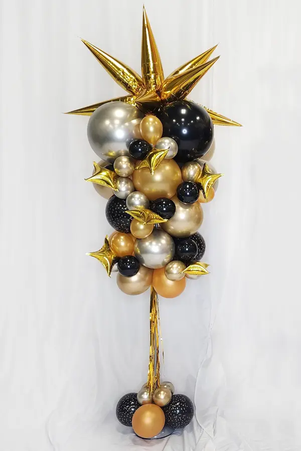 Fancy balloon column with glitter and foil accents