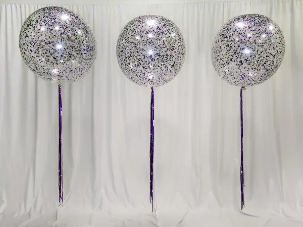 Latex-Free clear glitter filled balloons