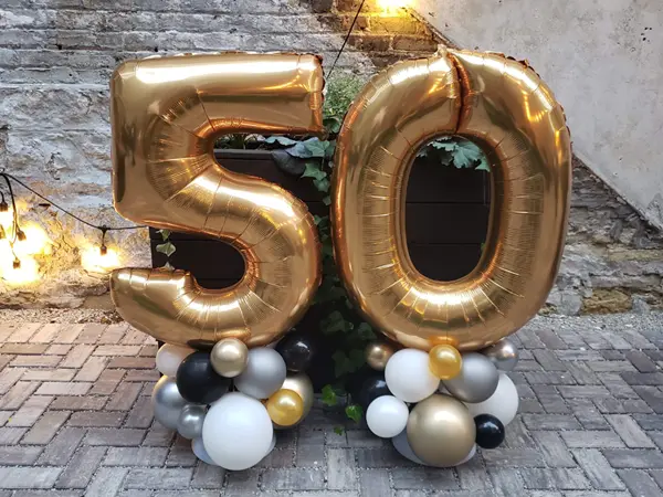 Large foil balloon letters or numbers on latex balloon base