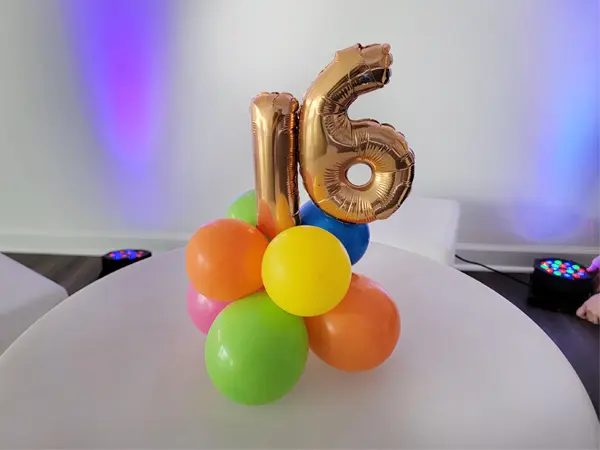 Numeric mini balloon centerpiece 