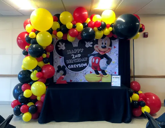 Jumbo Mickey Mouse balloon arch with ears