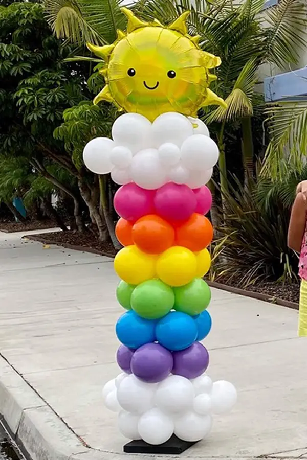 7.5ft rainbow balloon column