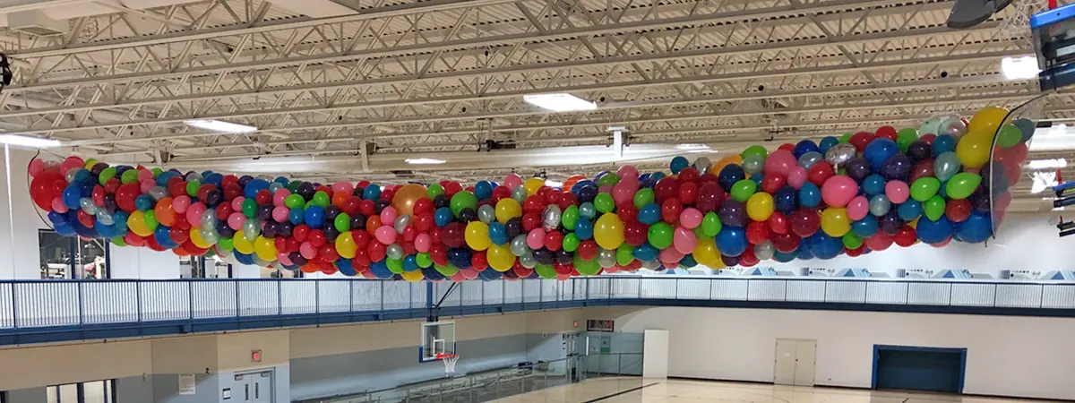 A classic balloon drop about 50ft long.