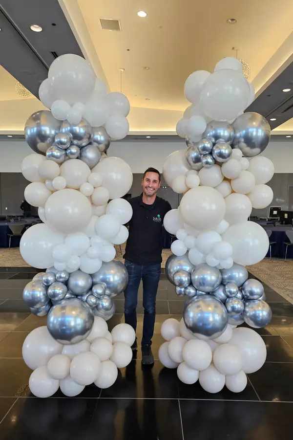 8ft tall organic balloon tower column with no topper