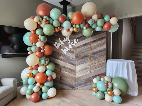A trendy alternative to the traditional balloon arch look, available for indoor or outdoor use