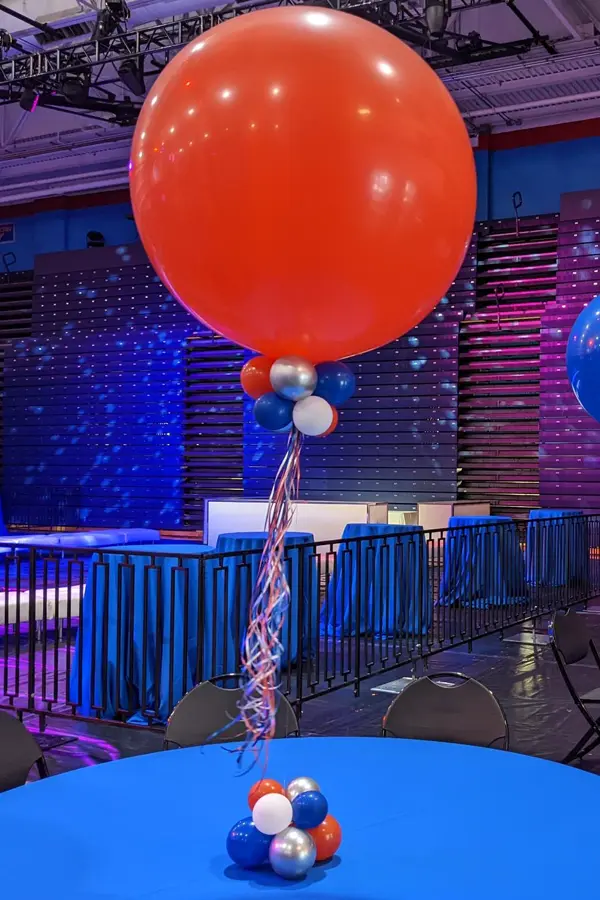 Jumbo balloon centerpiece perfect to help fill larger venue spaces