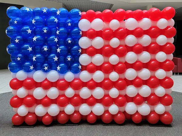 This large balloon wall is perfect for celebrating and honoring America!
