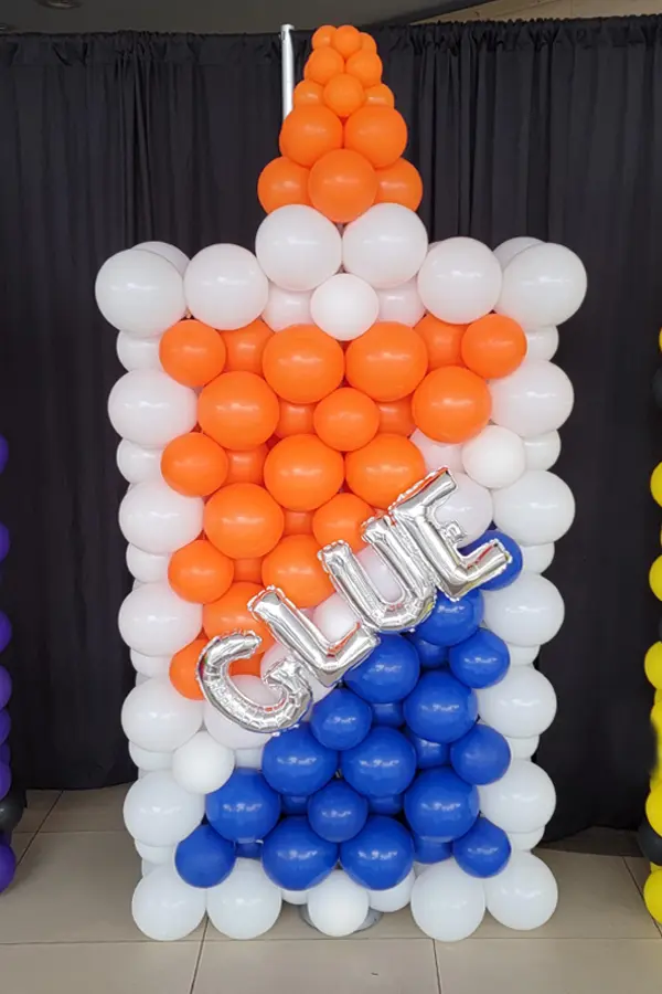 5ft tall glue bottle balloon sculpture