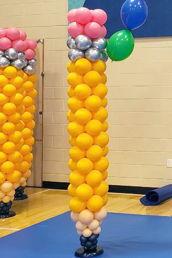 7.5ft tall pencil balloon sculpture