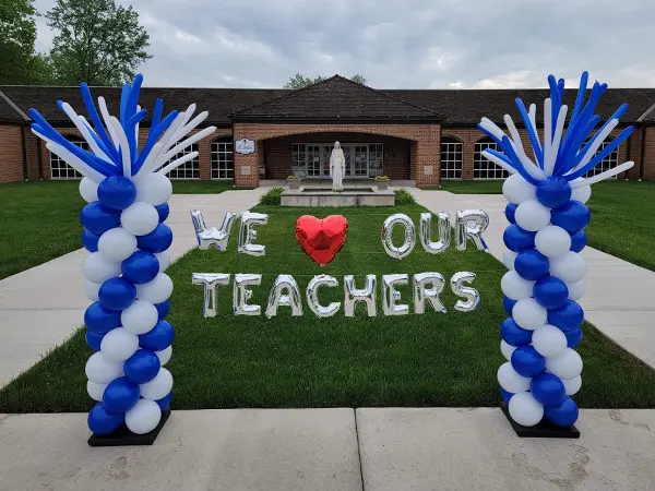 Teacher appreciation balloon banner yard card