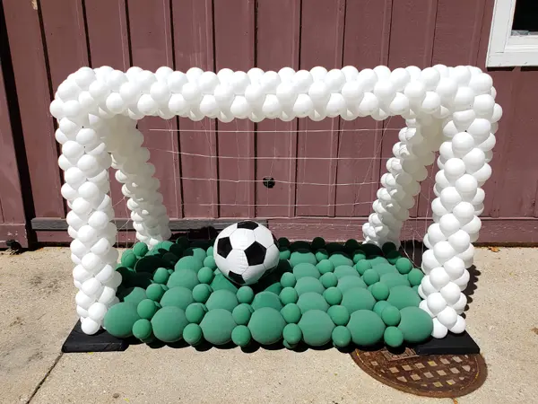 Large soccer goal sculpture