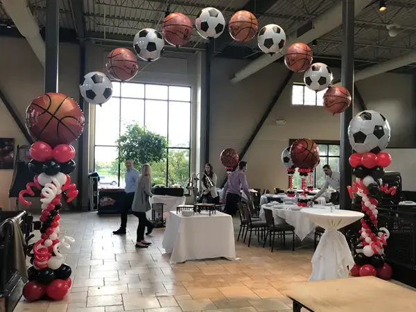 Sports team firework balloon arch