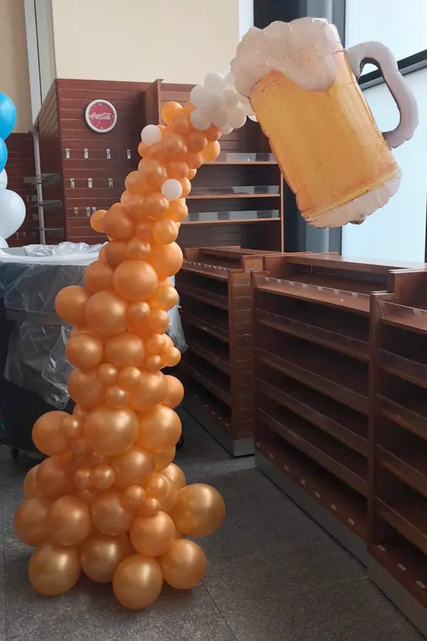 Pouring beer organic balloon column