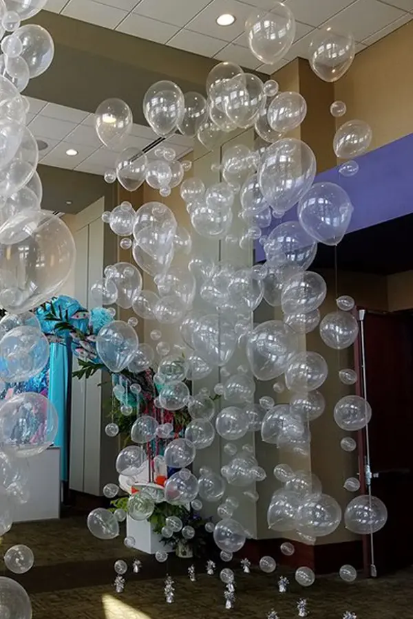 12ft tall bubble looking balloon strands for under the sea parties