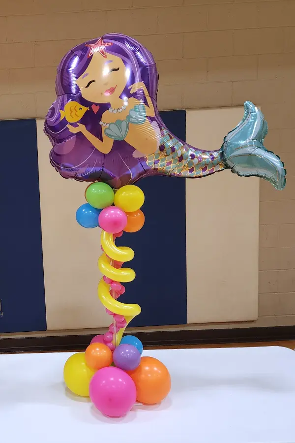 Mermaid pedestal balloon centerpiece