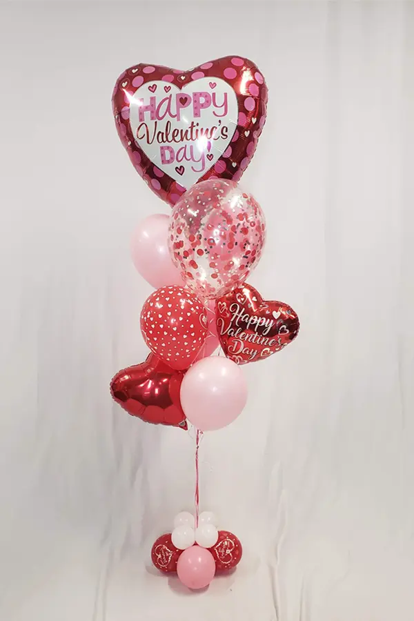 Valentine's Day balloon bouquet with foil hearts