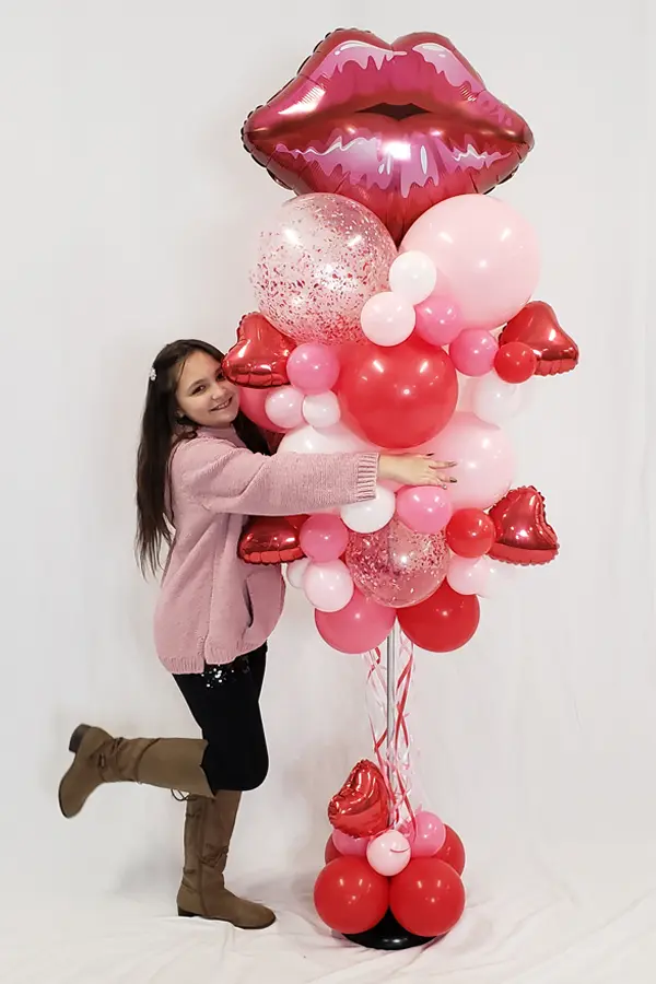 Party Column with mini heart accents and foil shape topper