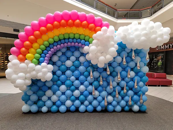 8ftx10ft Spring rainbow and cloud theme balloon wall