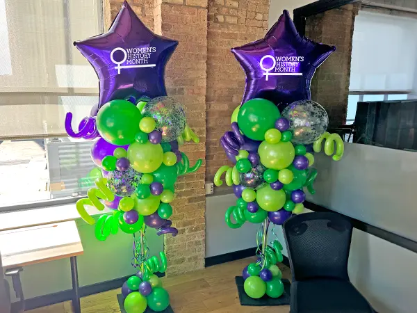 Women's History Month inspired balloon party columns